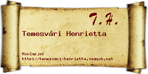 Temesvári Henrietta névjegykártya